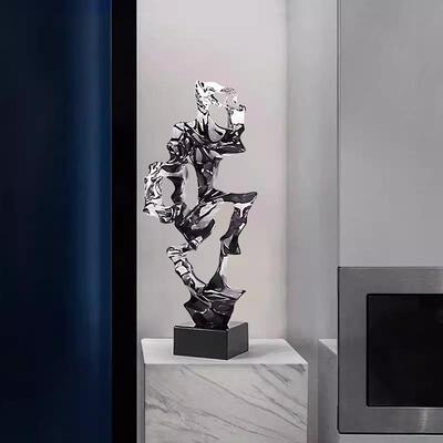 新中式高档透明树脂太湖石样房MC-TY-69家具场软装饰板品售楼摆处