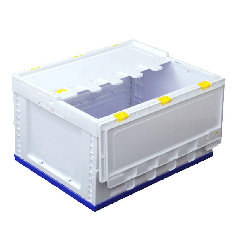 箱500-300蓝白拼色带盖折5500-3003*41*31多功能塑料折叠收纳周转