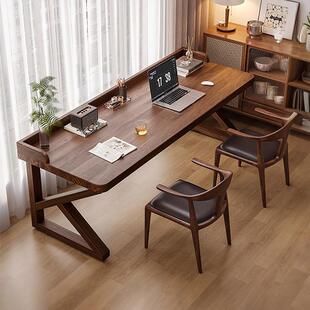 全实木书桌2025新款 学习桌子长工作台中古风办公桌家用卧室电脑桌