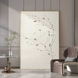绿植装饰画客厅落地画北欧原木风玄关挂画治愈系沙发背景墙装饰画