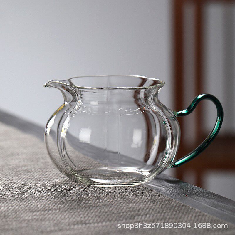 收藏手作玻璃公杯纳福分茶器南瓜茶海带把茶盅茶艺茶道功夫茶具