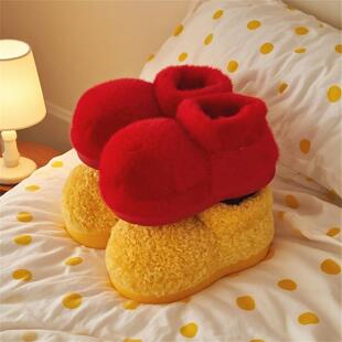 创冬意D856ytmr可爱大纯头毛毛靴子女保暖舒居家户外穿适天时尚 色