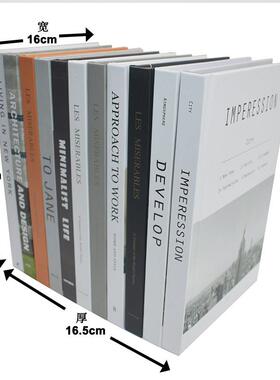 样板间装饰真书简约现代可翻页外文黑色橙色售楼处道具书陈列摆件