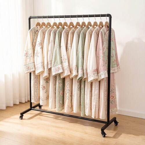 服装店展示架铁艺龙门架水管服装架带轮衣架衣服落地挂衣架晾衣架