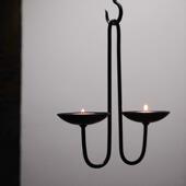 触造TOUGE 饰 铁艺吊挂双头烛台复古摆件铁艺蜡烛台民宿茶室装