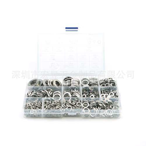 750pcs 304不锈钢BIN7980弹簧垫圈 /DIN125A平垫圈套装 M4-M12