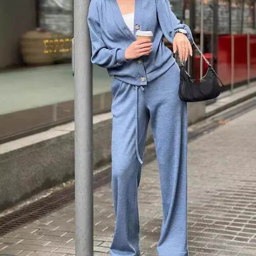 Jacket cardigan sports pants set