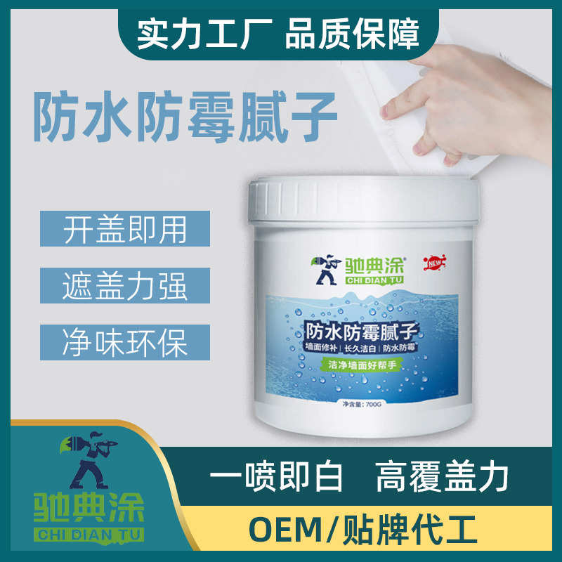 驰典涂防水防霉腻子内墙白色补墙膏家装墙面刮白色耐水腻子5kg