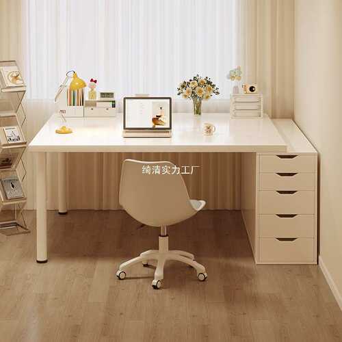 双人书桌学生家用电脑桌台式女生卧室桌子办公学习桌奶油风化妆桌