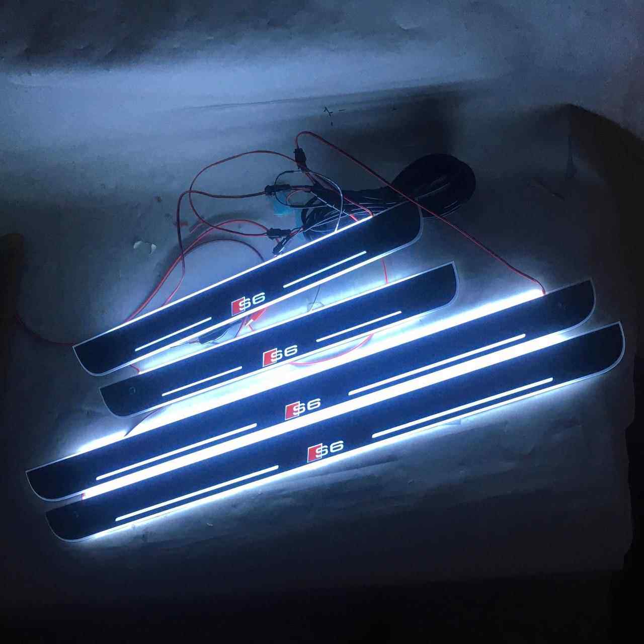 4片红外感应款免破线适用于奥迪A6 RS6带LED灯门槛条迎宾踏板改装