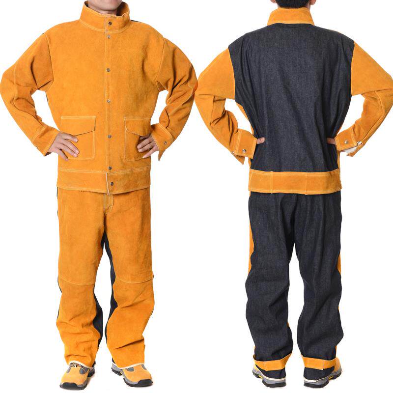 高档服牛皮焊接工作服焊焊工焊接隔热防烫作防护防辐射工服接防护