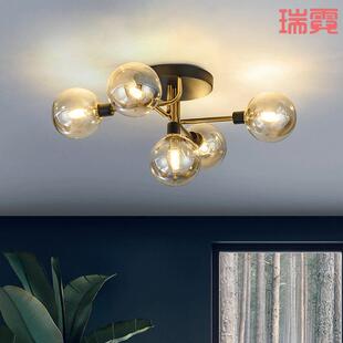 饰玻璃魔豆LED餐厅灯 客厅卧室灯具简约装 北欧分子吸顶灯 创意个性
