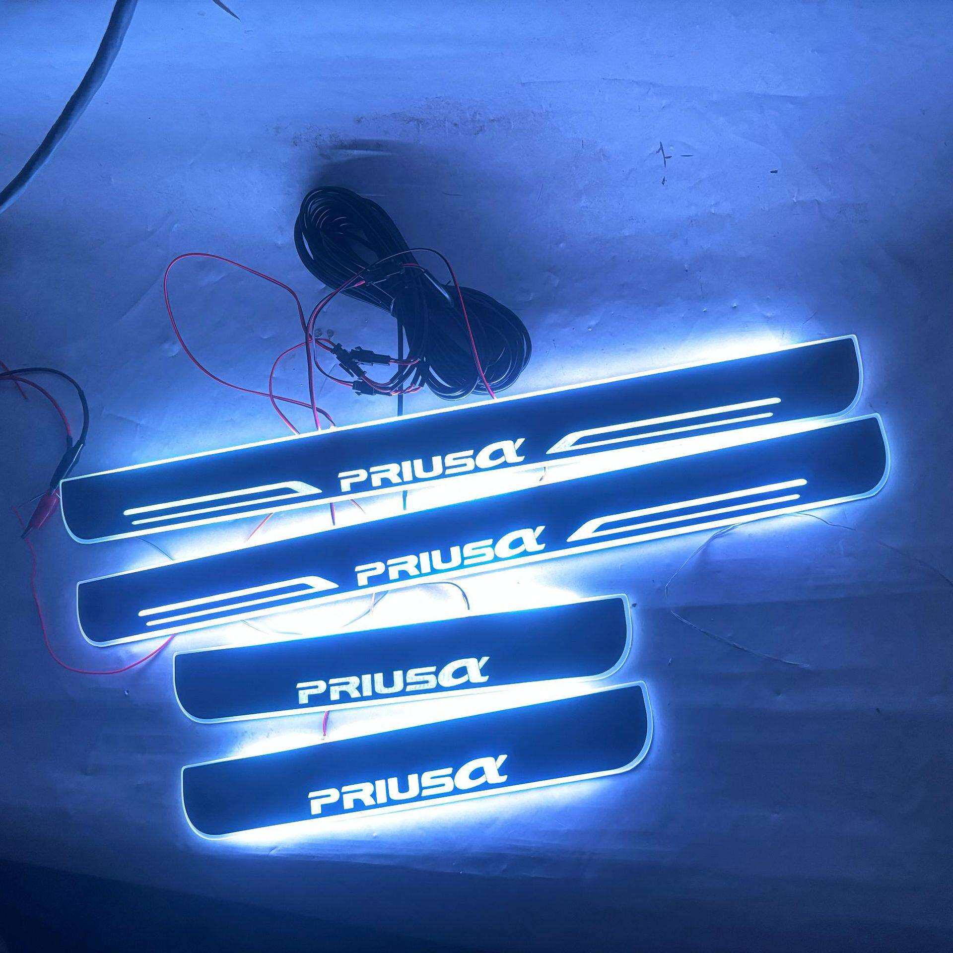 4片 适用于普锐斯A 流光动态门槛条 Prius a带LED灯迎宾踏板改装
