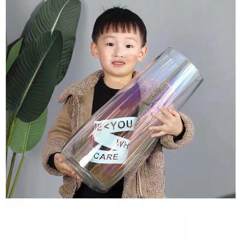 特大号富贵竹玻璃花瓶透明水养插花客厅落地极光幻彩竹节水培大号