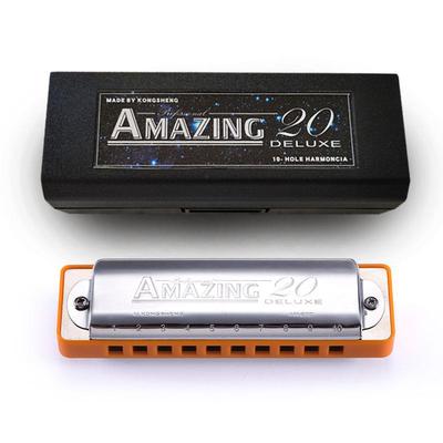 高档声调口琴10孔AM-20蓝孔D十孔paddy布鲁斯成人 初学学者自演奏