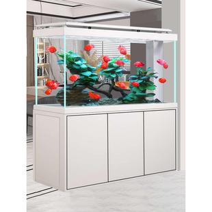 cs鱼缸客厅大型落地家用水族箱直角溢流双底滤玄关柜屏风隔断电视