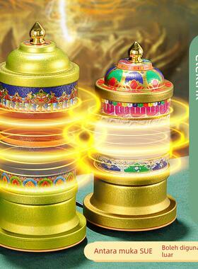 小多吉电动藏经转轮摆件 藏族转经简客厅桌面家用插电 藏式转金筒