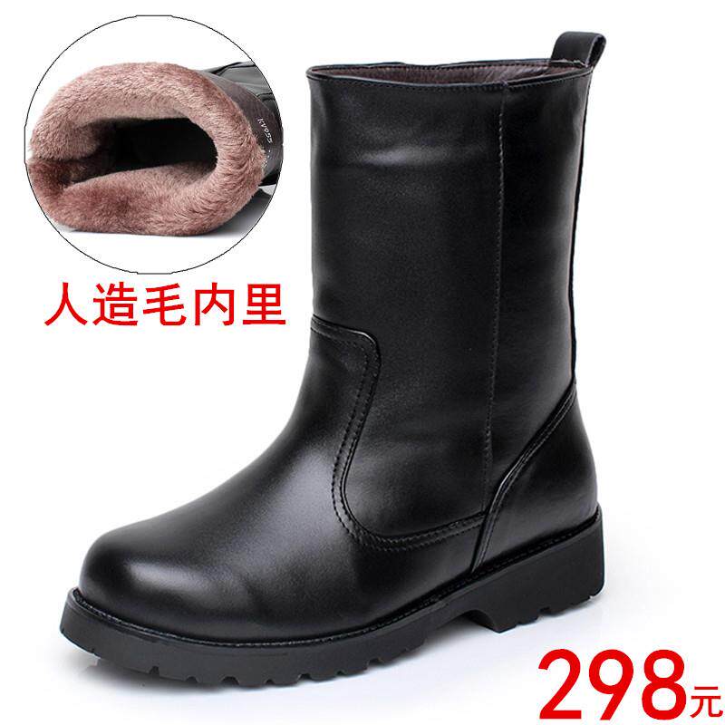 正品皮毛体全牛一皮地靴男士爸防水棉鞋工装雪靴马术羊毛靴保暖爸