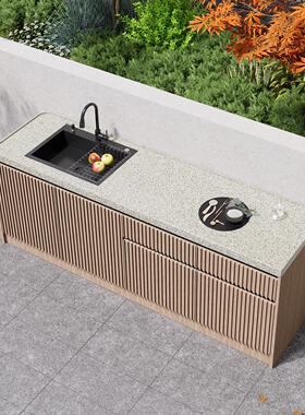 【包安装】别墅庭院户外操作大理石厨房料理台洗手池铝储物柜吧台