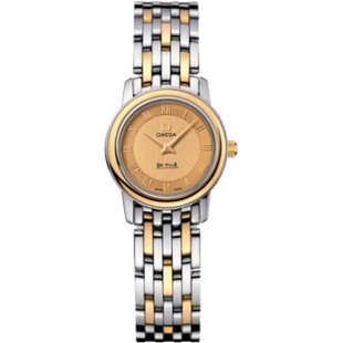 [9.8新]欧米茄碟飞手表女款18K黄金精钢石英女表4370.12.00