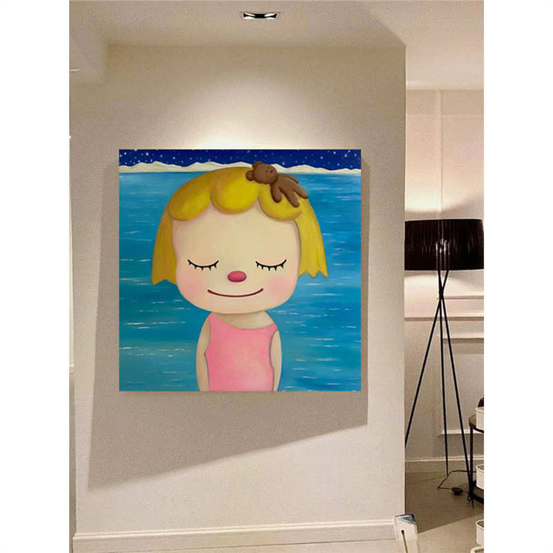 《感受》陪伴温馨系人物彩色儿童房挂画艺术感小众客厅装饰画图片