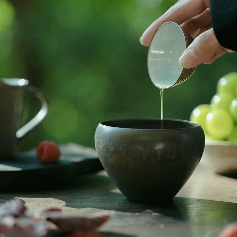 梵汝 日式纯手工陶土茶色茶渣缸建水茶室茶渣斗干泡盘茶道水盂