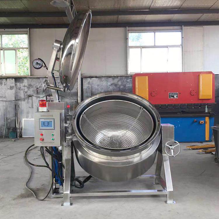全自动翻盖带压力煮锅商用压力粽子蒸煮锅设备大型不锈钢蒸煮锅