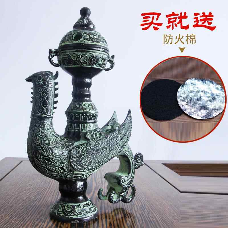 正品仿古青铜器鸟熏古玩家居装饰艺客书房复古鸟尊炉熏厅香炉工品