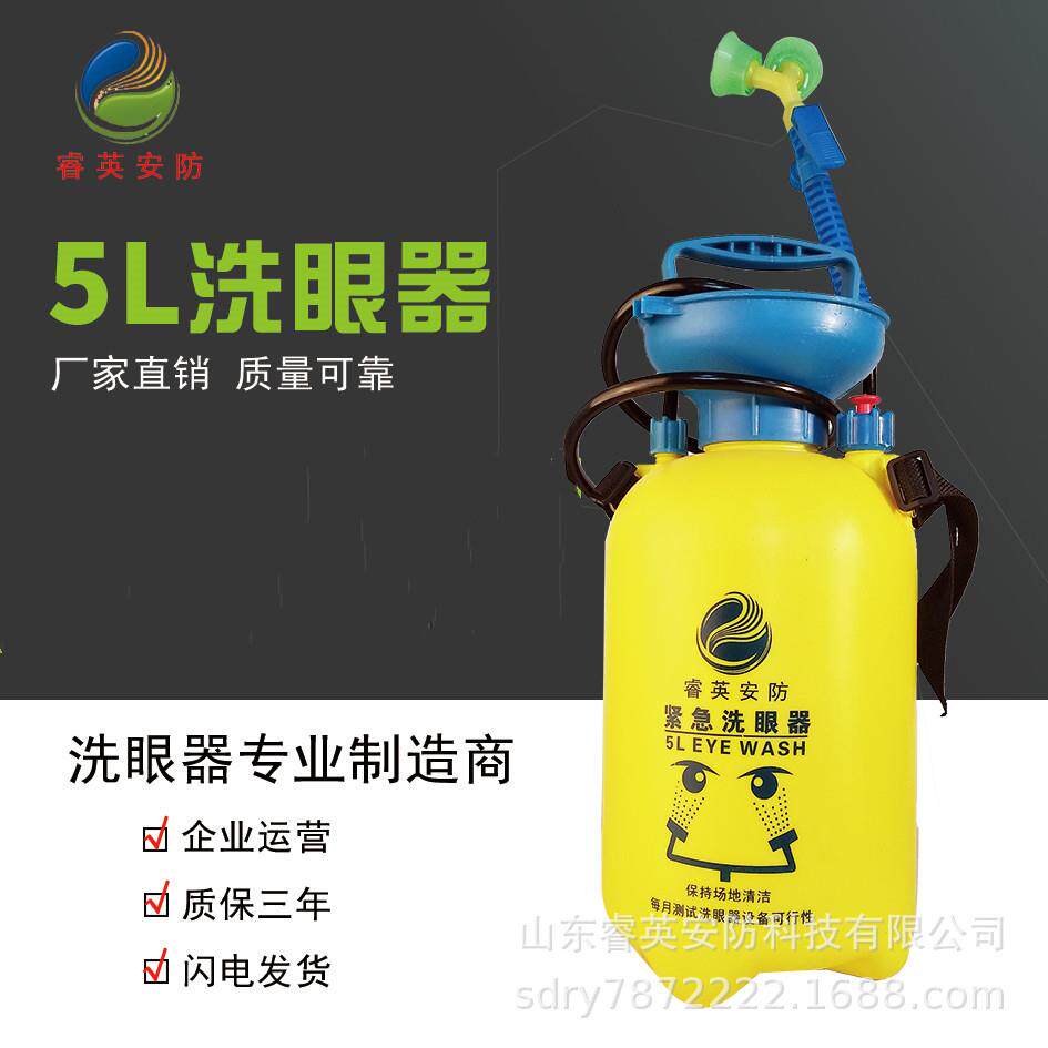 便携式洗眼器8L压力冲眼器5L验厂紧急工业双口洗眼眼部急救喷淋