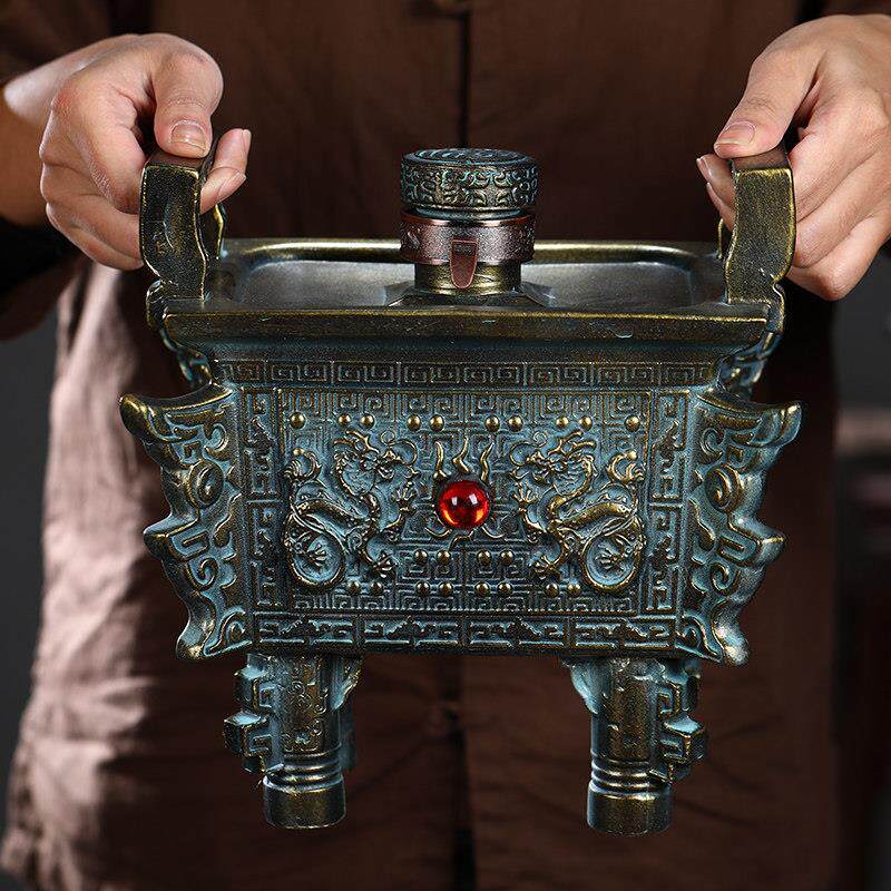 彷青铜陶瓷空酒瓶覆古密封酒壶3斤5斤礼盒神兽鼎酒坛酒罐窖藏