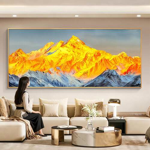 日照金山客厅沙发背景墙装饰画现代轻奢大气高级感办公室壁画挂画