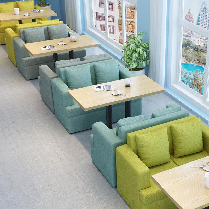 咖啡厅沙发甜品奶茶冷饮店桌椅简约清新汉堡店餐饮店餐厅卡座组合