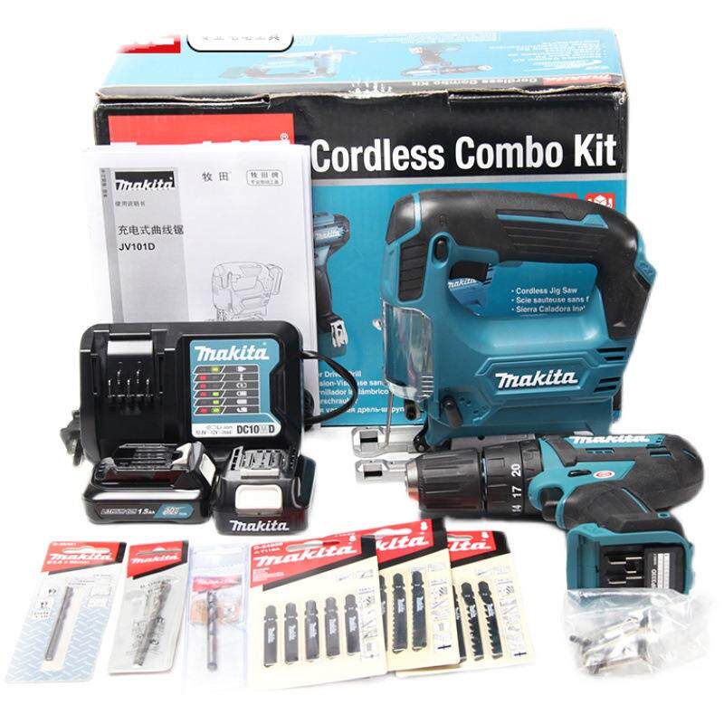 牧田锂电钻充电曲线锯修边机CLX230X1套装12V锂电组合家用起子机