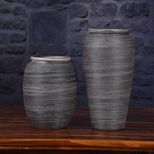手工拉胚做旧景德镇花瓶 三件套颜色釉粗陶花器 家居装饰陶瓷摆件