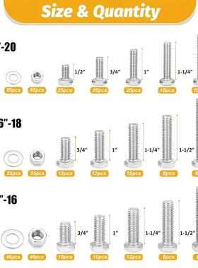 盒装栓742094pc30螺4不锈钢英美制s合外六角螺栓组螺丝螺母套装