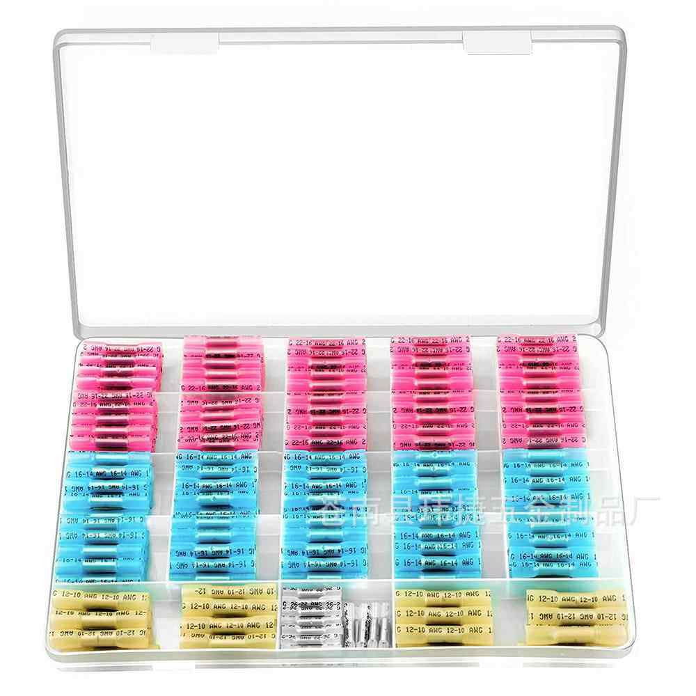 270pcs4种尺寸绝缘防水线连接器套件,锡铜电气压热缩中接管组合