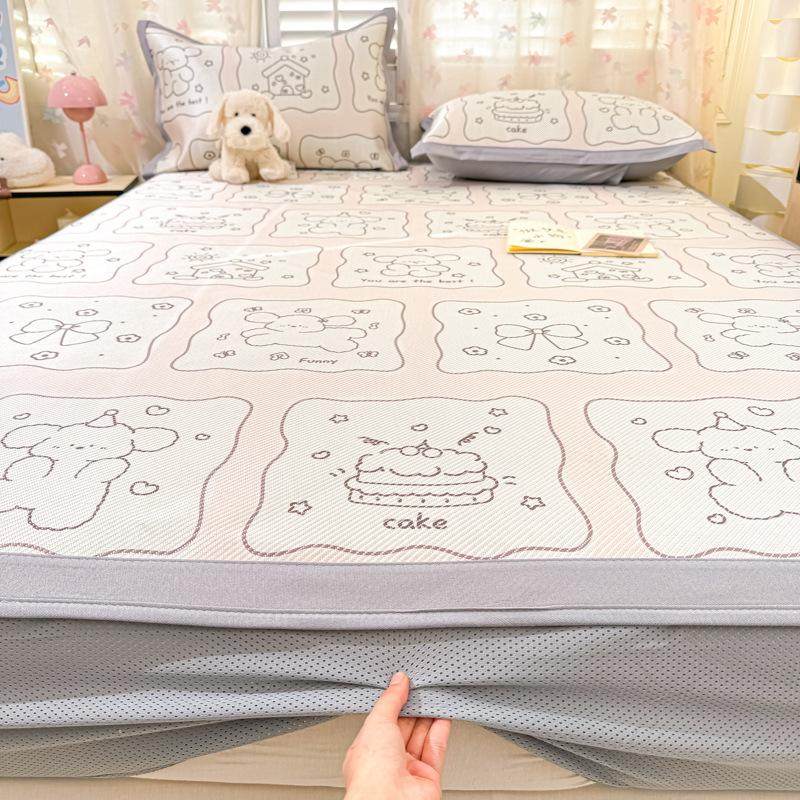 卡通冰藤席床笠2025夏季凉席三件套家用可水洗凉感床罩夏天软席子,床上用品,藤席,淘宝优惠券,粉丝福利购,淘宝优惠卷