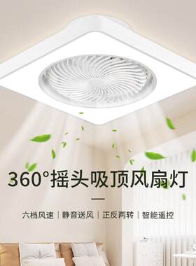 2025年新款吸顶风扇灯带罩摇头吊扇灯卧室家用一体电扇灯现代简约