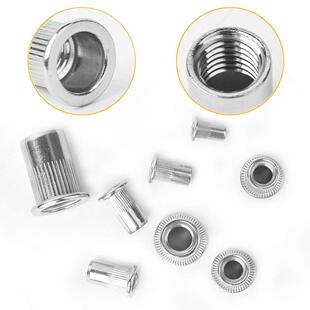 170pcs 平头竖纹铆螺母M3M4M5M6M8M10组合套件 304不锈钢拉铆螺母