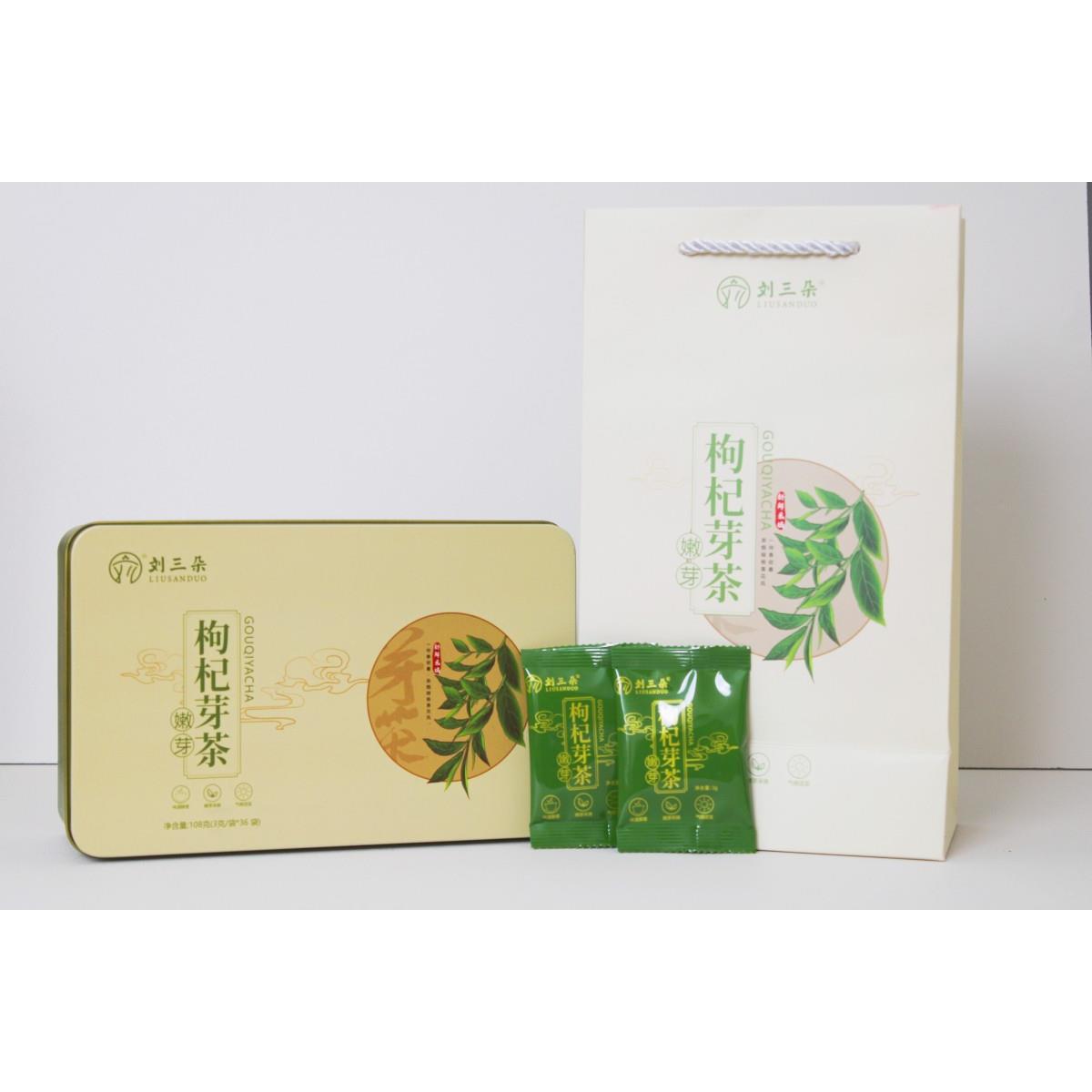 【刘三朵】枸杞芽茶礼盒茶叶独立小袋装3克*36袋可以晚上喝的茶