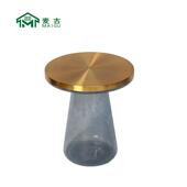 麦古 北欧现代简约设计师茶几圆形玻璃茶几沙发边几客厅角几