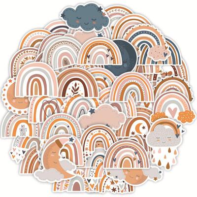 10/30/50pcs Cute Cartoon Boho Rainbow Stickers Aesthetic Gra