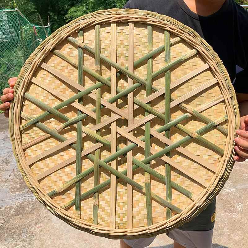 （谭小强）伯伯全竹无孔簸箕，纯手工圆簸箕，竹制品，竹板烘干精