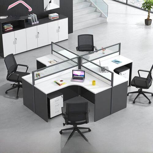 职员办公桌4/6四人位员工电脑桌椅组合办公室屏风隔断卡座L十字型