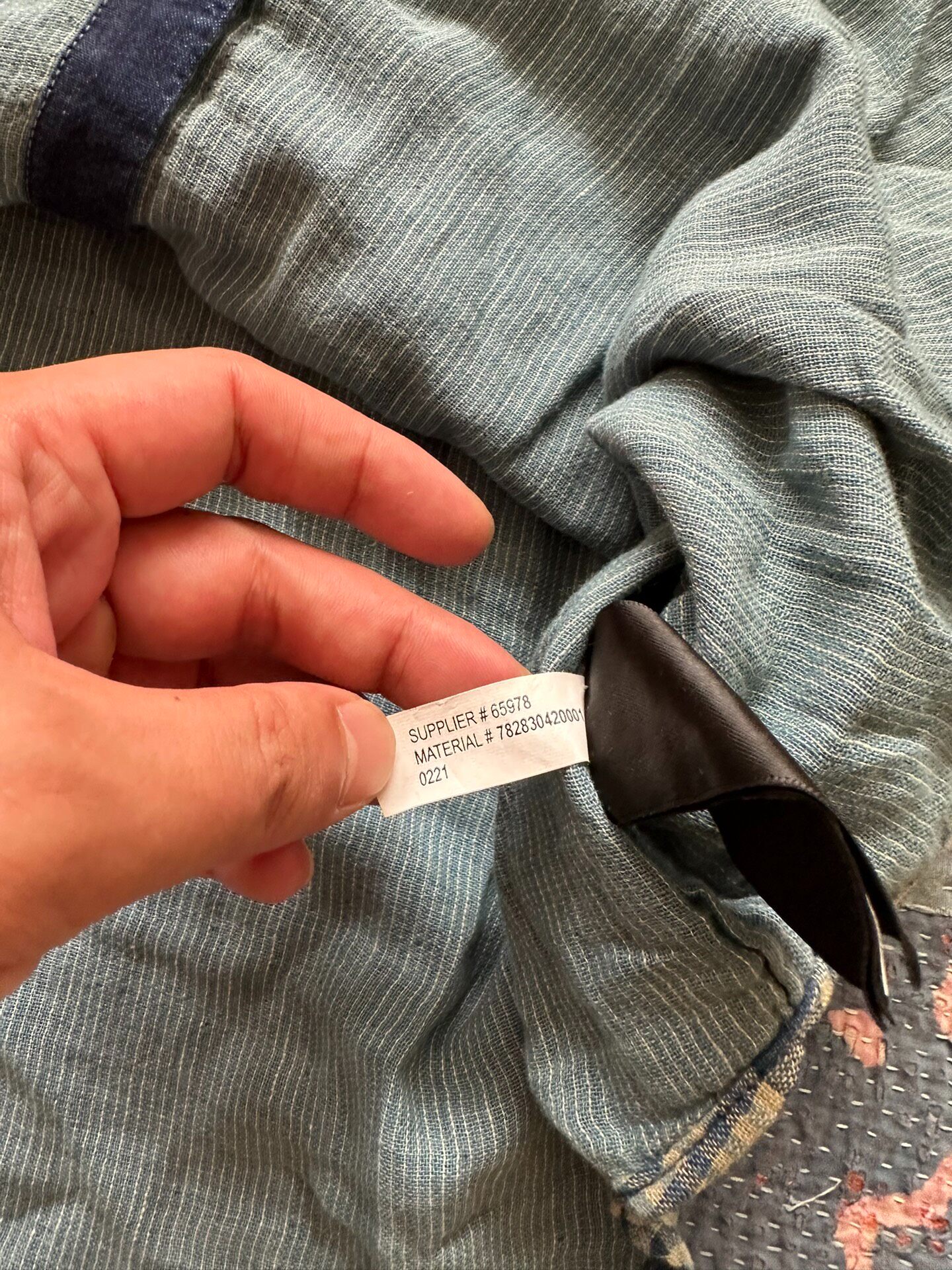 RRL Blue Yellow Check Short-Sleeve Shirt — label