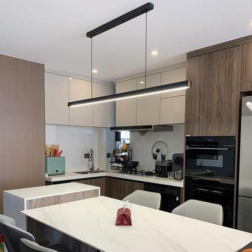 餐厅吊灯现代简约北欧极简餐桌吧台办公室led一字长条设计师灯具