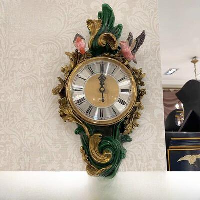 茱莉安法式奢华祖母绿铜陶瓷家用挂钟表欧式时尚客厅墙面装饰挂钟