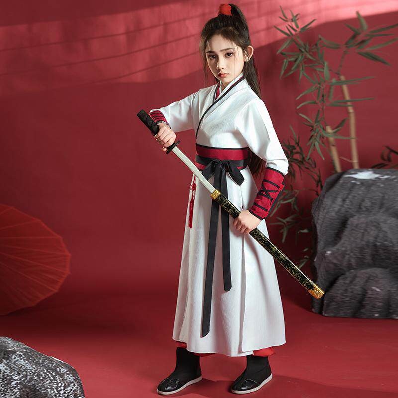 新款花木兰儿童汉服男女服装侠女飞鱼服帅气侠客古装学生演出服图片