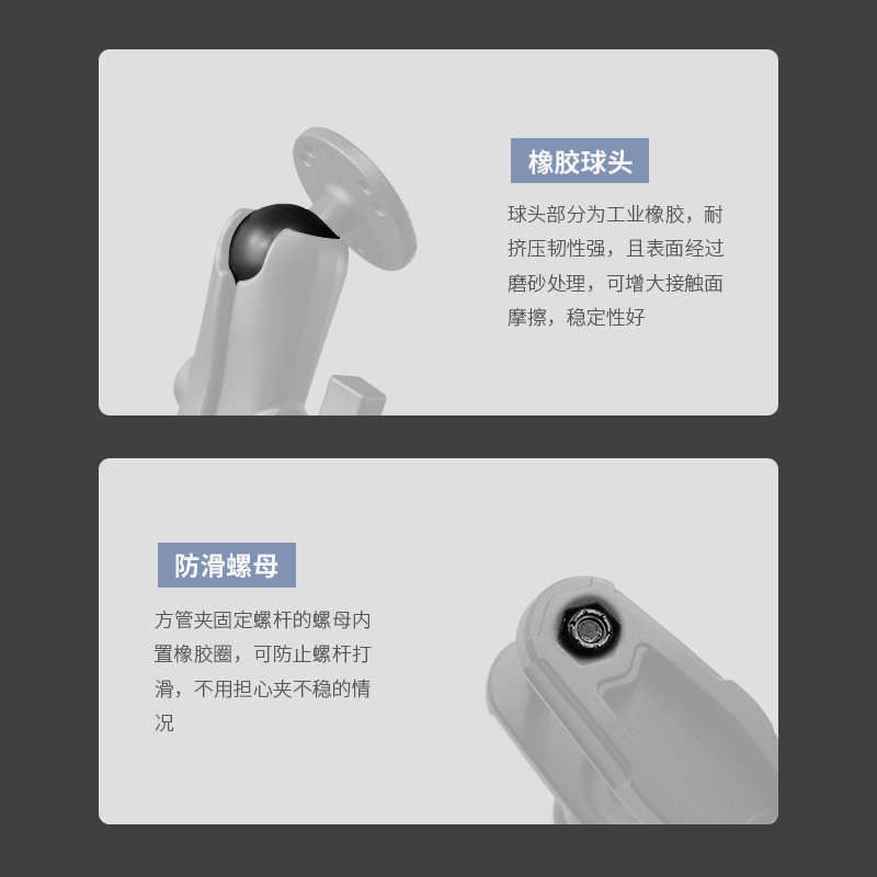 VIN搬运叉车方形管三防平板万向支架防抖VESA工业平板方管夹支架