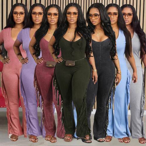 Casual Side Fringe Tassel One Piece Jumpsuit For Women